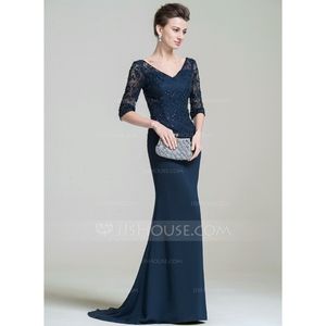 Evening Gown 26 28 Trumpet/Mermaid 3/4 Sleeves